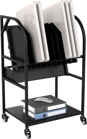 Laptop Charging Station, 10 Device Mobile Charging Cart with Lockable Wheels for Laptop, Chromebooks, Tablets and Computers, Charging Organizer Rack for Office, Classroom, Library in Saudi Arabia