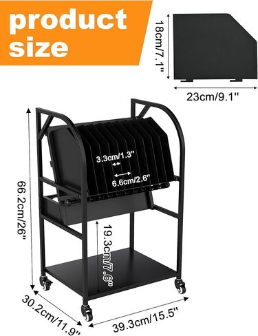Laptop Charging Station, 10 Device Mobile Charging Cart with Lockable Wheels for Laptop, Chromebooks, Tablets and Computers, Charging Organizer Rack for Office, Classroom, Library in Saudi Arabia