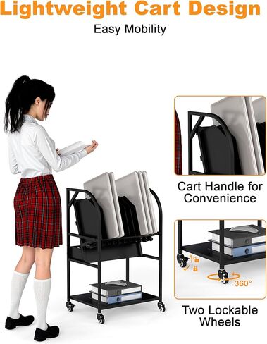 Laptop Charging Station, 10 Device Mobile Charging Cart with Lockable Wheels for Laptop, Chromebooks, Tablets and Computers, Charging Organizer Rack for Office, Classroom, Library in Saudi Arabia
