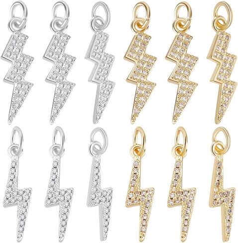 Beebeecraft 12pcs 2 Styles Lightning Charms Cubic Zirconia Flash Thunder Dangl in Kuwait