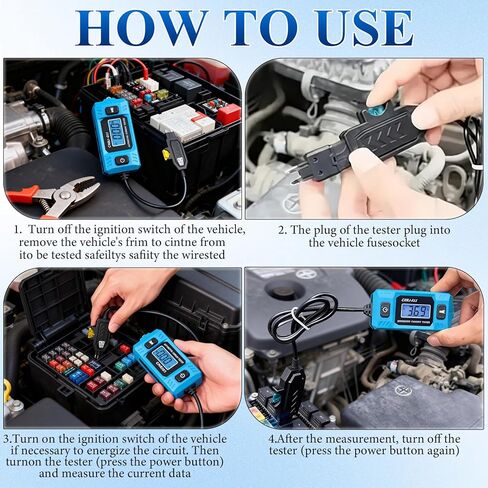 جهاز اختبار مسبار الأعطال في دائرة السيارات، جهاز اختبار تيار عالي الدقة 20 أمبير 48 فولت، مكتشف قصير لتتبع الأسلاك 2 في 1، جهاز اختبار مرحل السيارة مع شاشة LED وإضاءة أمامية in Kuwait