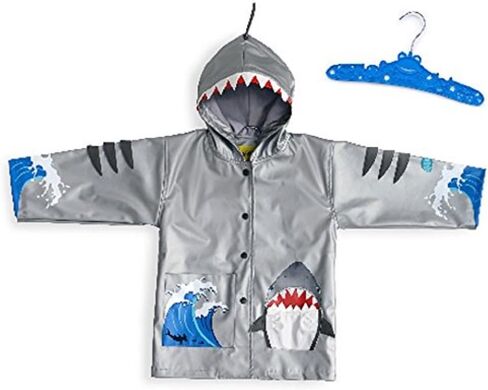 Kidorable Shark Grey PU All-Weather Raincoat for Boys w/Fun Shark Mouth Pocket, Hood Fin, Teeth in Saudi Arabia