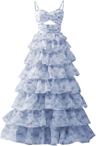 RSOETOO Floral Tiered Prom Dresses 2026 Long Flower Embroidery Fairy Dress Corset Formal Evening Party Gown RON083 in Saudi Arabia