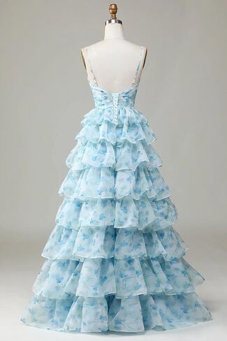 RSOETOO Floral Tiered Prom Dresses 2026 Long Flower Embroidery Fairy Dress Corset Formal Evening Party Gown RON083 in Saudi Arabia