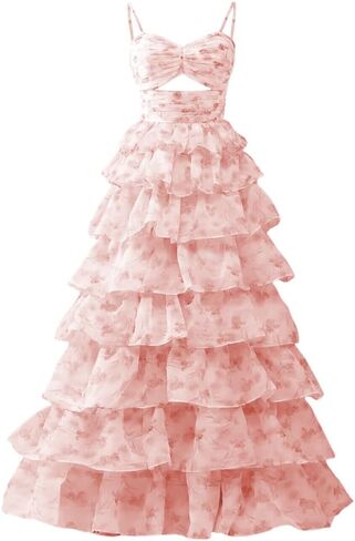 RSOETOO Floral Tiered Prom Dresses 2026 Long Flower Embroidery Fairy Dress Corset Formal Evening Party Gown RON083 in Kuwait