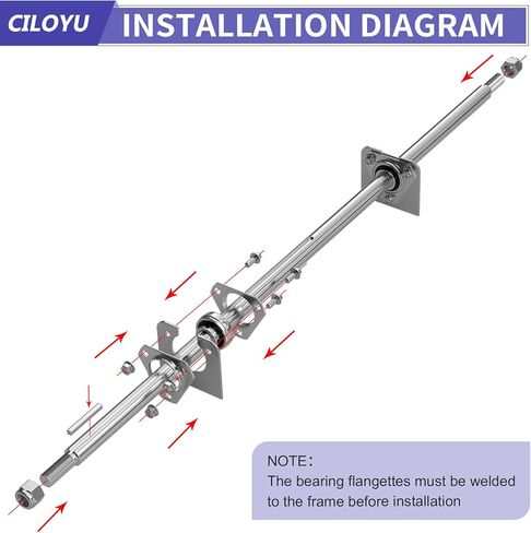 Heavy Duty DIY Steel 44" Go Kart Live Axle Kit 1" Diameter 3/4" Step Down 3/4-16" Fine Thread Ends 1/4" Keyway Replacement for Go Kart Cart ATV Quads Dune Buggies with Rear Axle Bearing Kit in Saudi Arabia