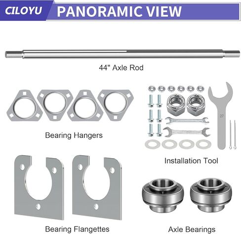 Heavy Duty DIY Steel 44" Go Kart Live Axle Kit 1" Diameter 3/4" Step Down 3/4-16" Fine Thread Ends 1/4" Keyway Replacement for Go Kart Cart ATV Quads Dune Buggies with Rear Axle Bearing Kit in Saudi Arabia