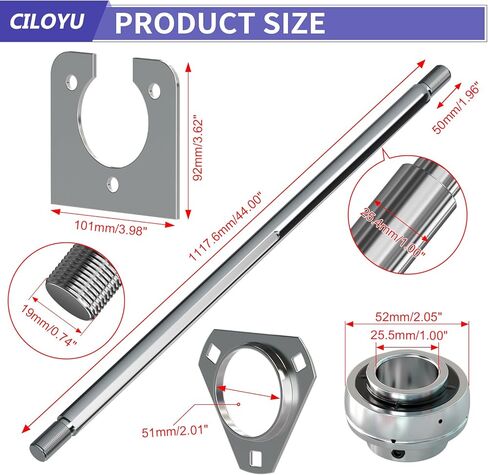 Heavy Duty DIY Steel 44" Go Kart Live Axle Kit 1" Diameter 3/4" Step Down 3/4-16" Fine Thread Ends 1/4" Keyway Replacement for Go Kart Cart ATV Quads Dune Buggies with Rear Axle Bearing Kit in Saudi Arabia
