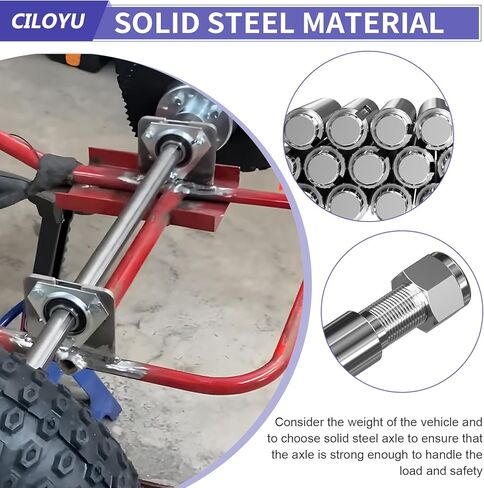 Heavy Duty DIY Steel 44" Go Kart Live Axle Kit 1" Diameter 3/4" Step Down 3/4-16" Fine Thread Ends 1/4" Keyway Replacement for Go Kart Cart ATV Quads Dune Buggies with Rear Axle Bearing Kit in Saudi Arabia