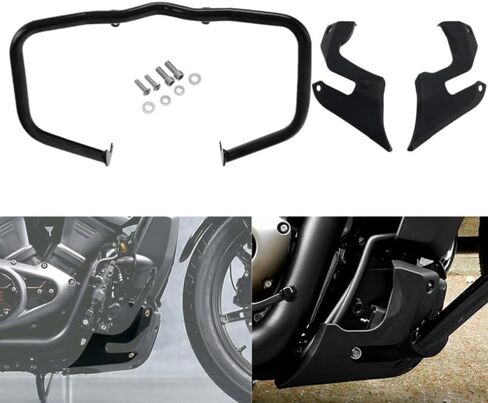 Green-L 1 1/4 بوصة شريط تحطم الطريق السريع واقي المحرك الذقن السفلي مناسب لـ Harley Nightster RH975 2022-2025 Special RH975S 2023-2025 (شريط أسود) in Saudi Arabia