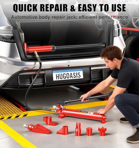 Hydraulic Body Repair Kit 12 Ton, Portable Automotive Floor Jack Ram Pump Set, All Steel Frame Straightening Tool with Extension Tubes, Spreader & Wedge Heads in Saudi Arabia