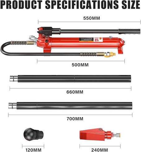 Hydraulic Body Repair Kit 12 Ton, Portable Automotive Floor Jack Ram Pump Set, All Steel Frame Straightening Tool with Extension Tubes, Spreader & Wedge Heads in Saudi Arabia