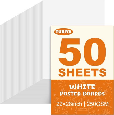 50 Pack White Poster Board,22" x 28" White Poster Paper Bulk,250GSM/92LB Heavy-Weight Blank Poster Board for Arts,Craft,Projects Presentations,Drawing Scrapbooking in Kuwait