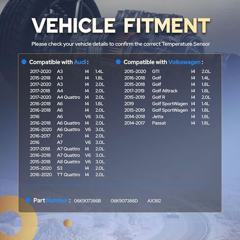 مستشعر درجة حرارة الهواء المدخول ENA متوافق مع VW Volkswagen Audi GTI Golf R Golf Alltrack Golf SportWagen Jetta Passat 1.4L 1.8L 2.0L 3.0L l4 V6 2014 2015 2016 2017 2018 2019 2020 يستبدل AX382 in Kuwait