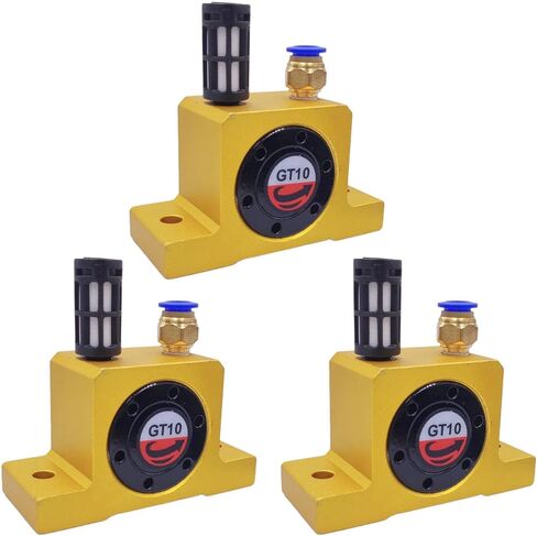 (3-Pcs) GT10 Pneumatic Air Turbine Vibrator Series, G 1/8" Industrial Pneumatic System Components Turbine Vibrators with hopper Golden Free Muffler (GT-10) in Saudi Arabia