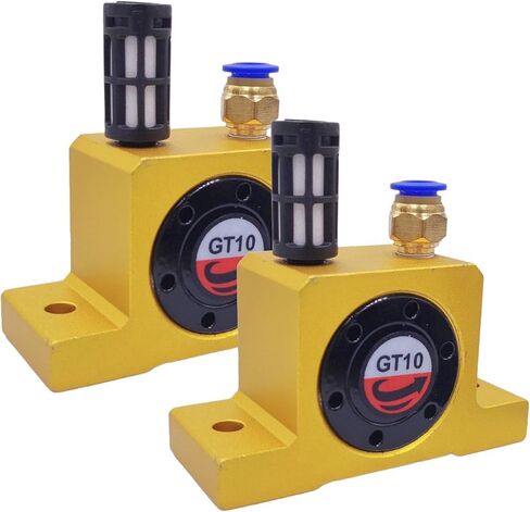 (3-Pcs) GT10 Pneumatic Air Turbine Vibrator Series, G 1/8" Industrial Pneumatic System Components Turbine Vibrators with hopper Golden Free Muffler (GT-10) in Saudi Arabia