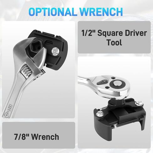 Universal Adjustable Oil Filter Wrench– 2-3/8 to 3-1/8 Inch (60-80mm) Cap Style Tool, 1/2" Drive Removal Tool with Non-Slip Serrated Jaws – Fits Small to Medium Spin-on Filters, UTVs, JetSkis in Saudi Arabia