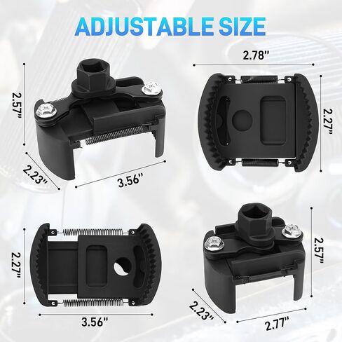 Universal Adjustable Oil Filter Wrench– 2-3/8 to 3-1/8 Inch (60-80mm) Cap Style Tool, 1/2" Drive Removal Tool with Non-Slip Serrated Jaws – Fits Small to Medium Spin-on Filters, UTVs, JetSkis in Saudi Arabia