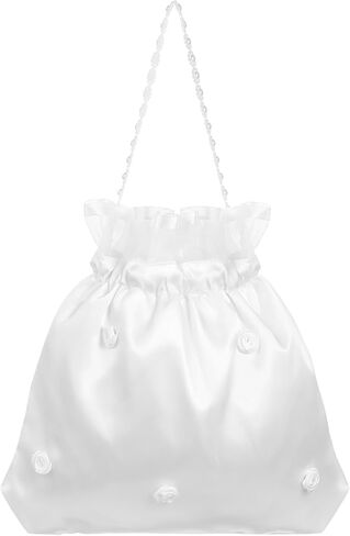 Cabilock Satin Bridal Flower Bag Small Clutch with Floral Detail Wedding Purse for Bride Bridesmaid Elegant Evening Handbag in Saudi Arabia