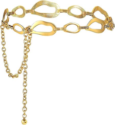 Metal Waist Chain for Women Adjustable Body Link Belts Women's Chain Belt GoldChain Belt Chunky Bvelts Cute Decorative Accessories for Jeans Dress in Saudi Arabia