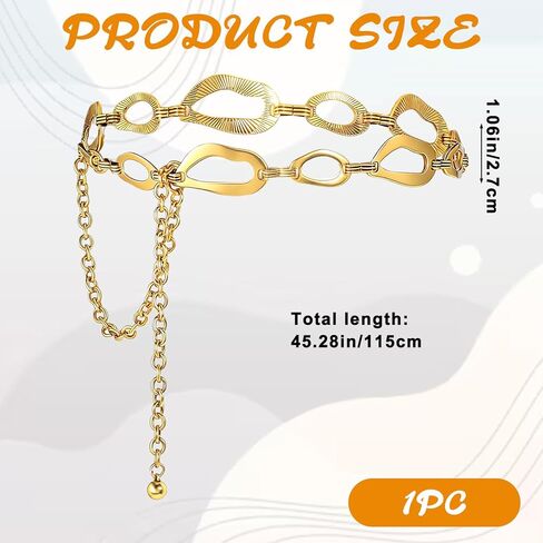 Metal Waist Chain for Women Adjustable Body Link Belts Women's Chain Belt GoldChain Belt Chunky Bvelts Cute Decorative Accessories for Jeans Dress in Saudi Arabia