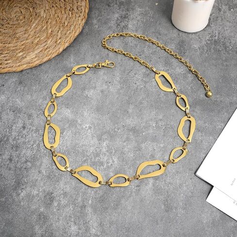 Metal Waist Chain for Women Adjustable Body Link Belts Women's Chain Belt GoldChain Belt Chunky Bvelts Cute Decorative Accessories for Jeans Dress in Saudi Arabia