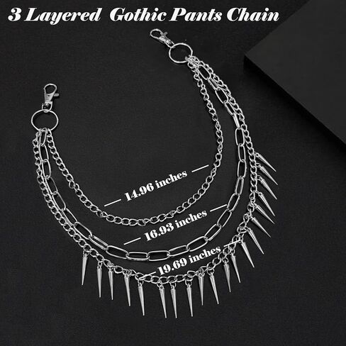 سلسلة السراويل ذات الطبقات المتصاعدة للرجال والنساء سلسلة جيب الجينز الفضي سلسلة المحفظة القوطية الجرونج الشرير الصخرة ملابس الشارع إكسسوارات القوطي حزام حلقة سلسلة in Kuwait