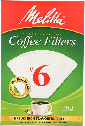 Melitta Cone Coffee Filters White No. 6 40 Count in Kuwait