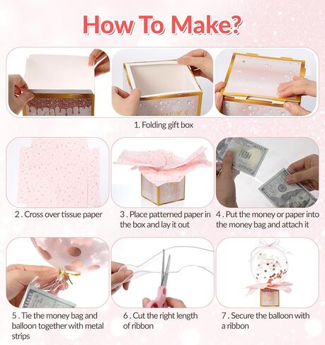 Money Birthday Box, Money Box for Cash Gift Birthday, Funny Pull Cash Surprise for Party Gift (Pink) in Saudi Arabia
