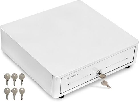 Volcora Cash Register Drawer for (POS) Point of Sale System with Round Corner 13", Removable Coin Tray, 4 Bill/5 Coin, 12-24V, RJ11/RJ12 Key-Lock, Cash Till, Money Drawer for Businesses, Pink in Kuwait