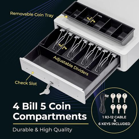 Volcora Cash Register Drawer for (POS) Point of Sale System with Round Corner 13", Removable Coin Tray, 4 Bill/5 Coin, 12-24V, RJ11/RJ12 Key-Lock, Cash Till, Money Drawer for Businesses, Pink in Kuwait