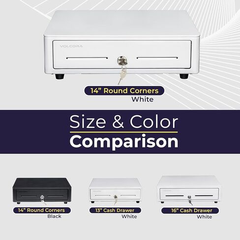 Volcora Cash Register Drawer for (POS) Point of Sale System with Round Corner 13", Removable Coin Tray, 4 Bill/5 Coin, 12-24V, RJ11/RJ12 Key-Lock, Cash Till, Money Drawer for Businesses, Pink in Kuwait