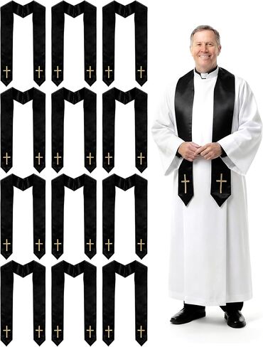 Eurzom 12 Pcs Choir Stoles with Cross Clergy Priest Stoles Church Pastor Minister Shawls for Graduation Wedding Officiant in Saudi Arabia