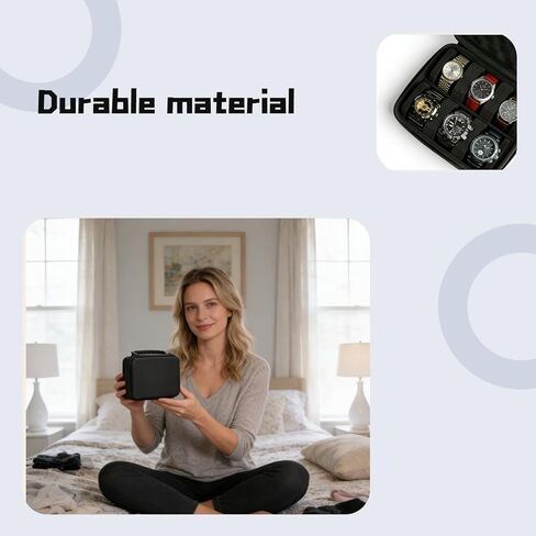 Hard Shell Watch Cases,6-Slot Watch Storage Organizer, Travel Watch Cases for Men and Women, Portable Display & Protection Box for Watches (Black) in Saudi Arabia