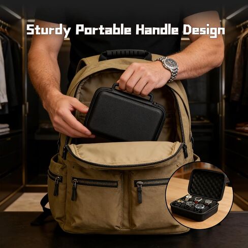 Hard Shell Watch Cases,6-Slot Watch Storage Organizer, Travel Watch Cases for Men and Women, Portable Display & Protection Box for Watches (Black) in Saudi Arabia