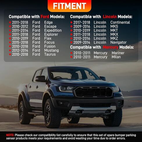 4 قطع مستشعر مساعد وقوف السيارات متوافق مع Ford Edge Expedition Explorer Flex Escape Focus Fusion Mustang Taurus، Lincoln MKX MKZ MKS MKT Navigator، 8A53-15K859-ABW، مستشعرات وقوف السيارات الخلفية للمصد الخلفي in Kuwait