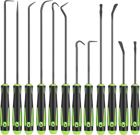 مجموعة أدوات اختيار وخطاف دقيقة مكونة من 12 قطعة، مجموعة أدوات اختيار طويلة وقصيرة لإزالة حشية زيت السيارة/حلقة دائرية، مزيل سحب الخطافات مع قبضة مضادة للانزلاق، مجموعة اختيار ميكانيكي للسيارات in Kuwait