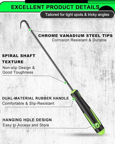 مجموعة أدوات اختيار وخطاف دقيقة مكونة من 12 قطعة، مجموعة أدوات اختيار طويلة وقصيرة لإزالة حشية زيت السيارة/حلقة دائرية، مزيل سحب الخطافات مع قبضة مضادة للانزلاق، مجموعة اختيار ميكانيكي للسيارات in Kuwait