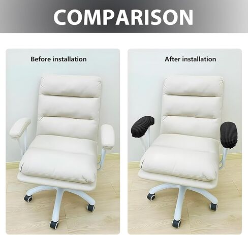 غطاء ذراع كرسي المكتب، أغطية ذراع كرسي المكتب، شريط مطاطي من قماش الجاكار المقاوم للماء، غطاء منزلق لكرسي الكمبيوتر لذراع كراسي المكتب، 9-15 بوصة قابل للغسل قطعتين - أسود in Kuwait