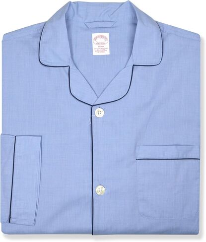 Brooks Brothers Mens Micro Check Cotton Two Piece Pajama Shirt and Pants Lounge Set, in Saudi Arabia
