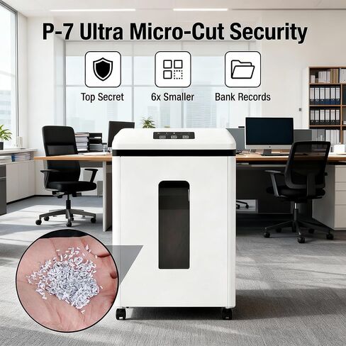 Heavy Duty Paper Shredder: 7 Sheets P-7 Ultra Micro-Cut 3/64''*5/64'' Shreds Credit Cards & CDs 30 Min Continuous Run 6-Gallon Bin High-Security Commercial for Home Office Business Bank in Saudi Arabia
