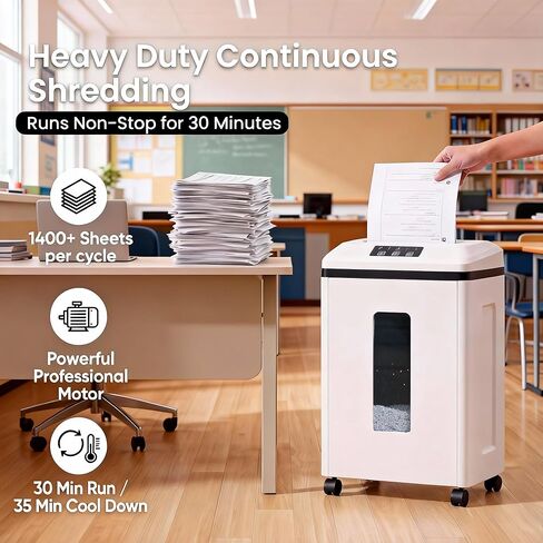 Heavy Duty Paper Shredder: 7 Sheets P-7 Ultra Micro-Cut 3/64''*5/64'' Shreds Credit Cards & CDs 30 Min Continuous Run 6-Gallon Bin High-Security Commercial for Home Office Business Bank in Saudi Arabia