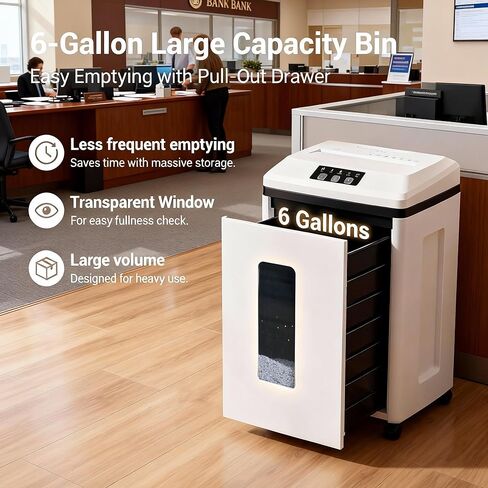 Heavy Duty Paper Shredder: 7 Sheets P-7 Ultra Micro-Cut 3/64''*5/64'' Shreds Credit Cards & CDs 30 Min Continuous Run 6-Gallon Bin High-Security Commercial for Home Office Business Bank in Saudi Arabia