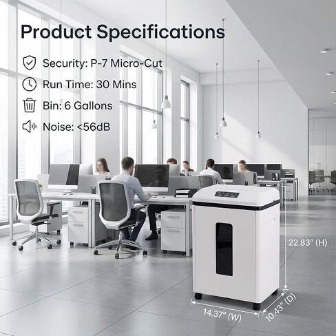 Heavy Duty Paper Shredder: 7 Sheets P-7 Ultra Micro-Cut 3/64''*5/64'' Shreds Credit Cards & CDs 30 Min Continuous Run 6-Gallon Bin High-Security Commercial for Home Office Business Bank in Saudi Arabia