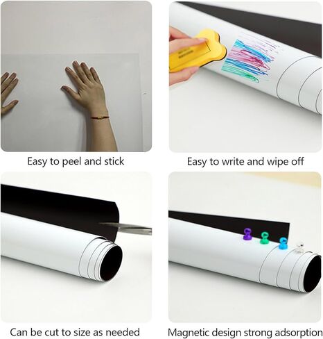 Self-Adhesive Writing Board Film Magnetic Whiteboard Adhesive Paper Roll Multicolor Multiple Sizes Customizable Width 47.2 Inches 120 cm in Saudi Arabia