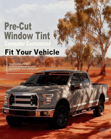 شريط تظليل الزجاج الأمامي من AUTOTEK مسبقًا لسيارة Ford F150 2015-2018 Crew/Super/Regular Cab، طبقتين مضاد للتوهج لنافذة الشاحنة، شريط واقي من الشمس للحماية من الحرارة والأشعة فوق البنفسجية لنافذة السيارة، التقاط DIY بسهولة in Kuwait