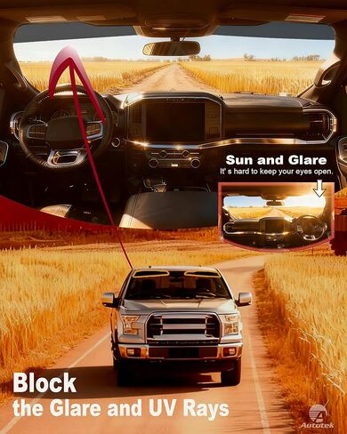 شريط تظليل الزجاج الأمامي من AUTOTEK مسبقًا لسيارة Ford F150 2015-2018 Crew/Super/Regular Cab، طبقتين مضاد للتوهج لنافذة الشاحنة، شريط واقي من الشمس للحماية من الحرارة والأشعة فوق البنفسجية لنافذة السيارة، التقاط DIY بسهولة in Kuwait