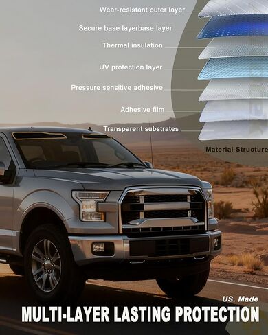 شريط تظليل الزجاج الأمامي من AUTOTEK مسبقًا لسيارة Ford F150 2015-2018 Crew/Super/Regular Cab، طبقتين مضاد للتوهج لنافذة الشاحنة، شريط واقي من الشمس للحماية من الحرارة والأشعة فوق البنفسجية لنافذة السيارة، التقاط DIY بسهولة in Kuwait