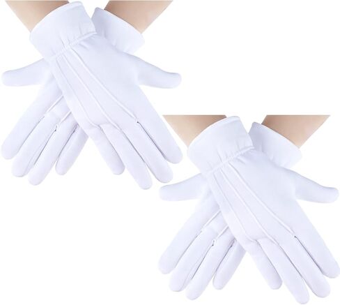 Geyoga 2 Pair White Winter Gloves for Men Fleece Cotton Santa Claus Gloves Uniform Parade Costume Glove for Guard Tuxedo Magician in Saudi Arabia