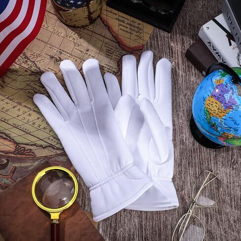 Geyoga 2 Pair White Winter Gloves for Men Fleece Cotton Santa Claus Gloves Uniform Parade Costume Glove for Guard Tuxedo Magician in Saudi Arabia